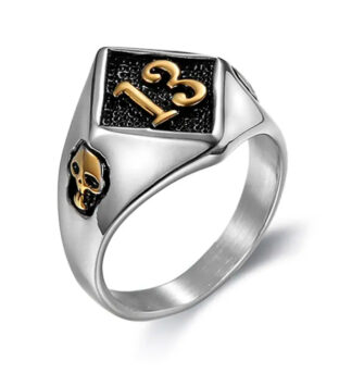 Anillo de acero inoxidable con número 13
