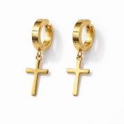 aros dorados con cruz
