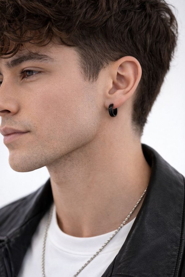 pedientes aros negros modelo