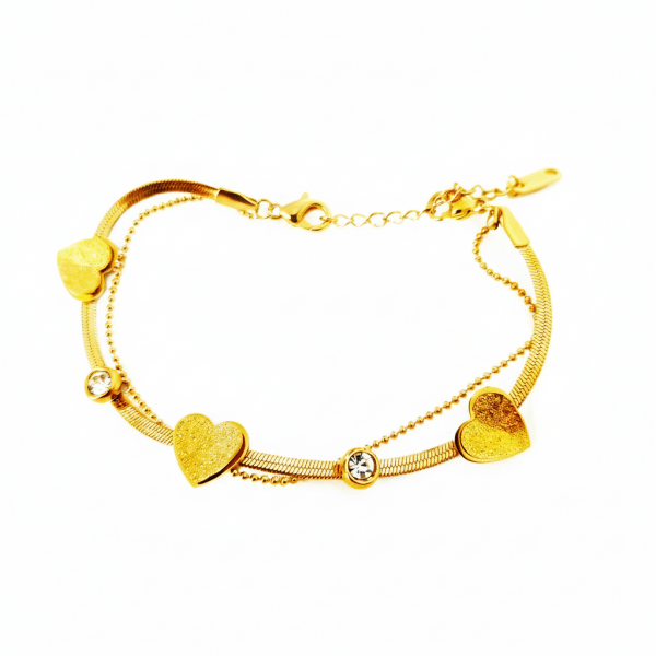 Pulsera dorada corazones