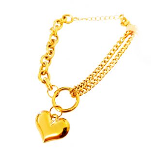 Pulsera de acero con corazón y cadenas