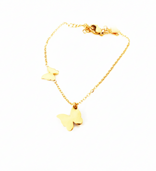 Pulsera acero inoxidable Cadena Dorada Mariposas