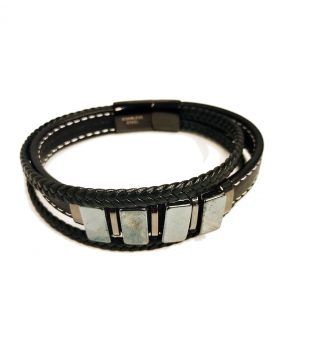 Pulsera de piel sintética trenzada y Acero Inoxidable