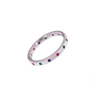 Anillo Macarena Denisse plata 925 piedras colores