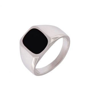 Anillo caballero con esmalte negro