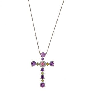 Gargantilla Plata 925 Cruz amatista Violeta