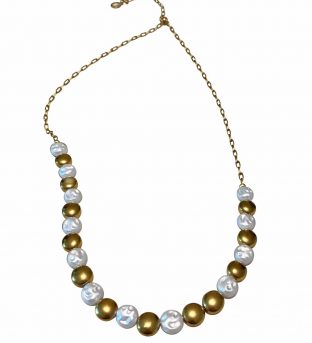 Collar acero perlitas planas