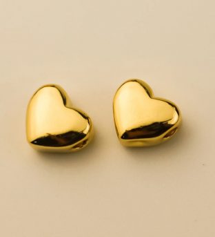 Pendientes de acero botones corazón
