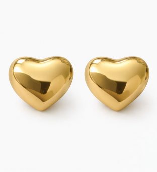 Pendientes de acero botones corazón