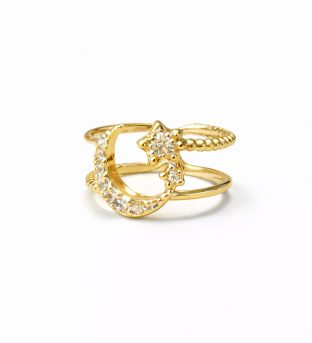 Anillo luna y estrella brillos