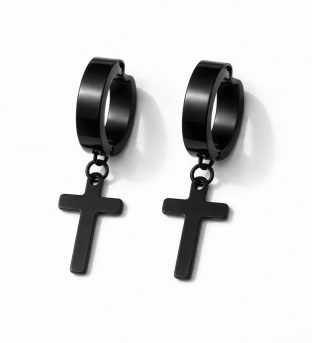 Pendientes aros con cruz colgante