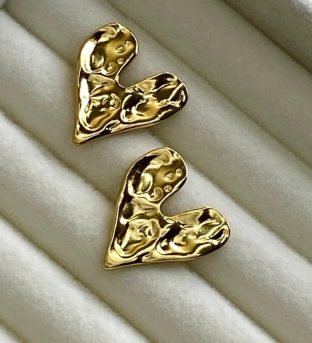 Pendientes de acero corazón de papel