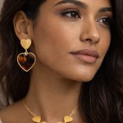 pendientes corazon de marmol conjunto