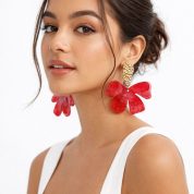 pendientes petalos rojo modelo