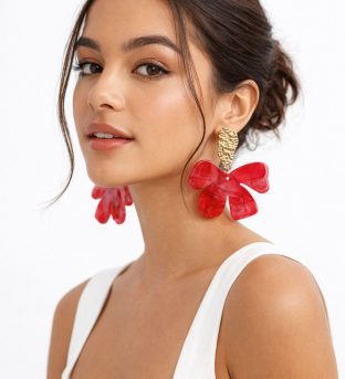 Pendientes pétalos rojos