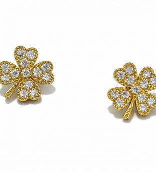 Pendientes trébol brillante