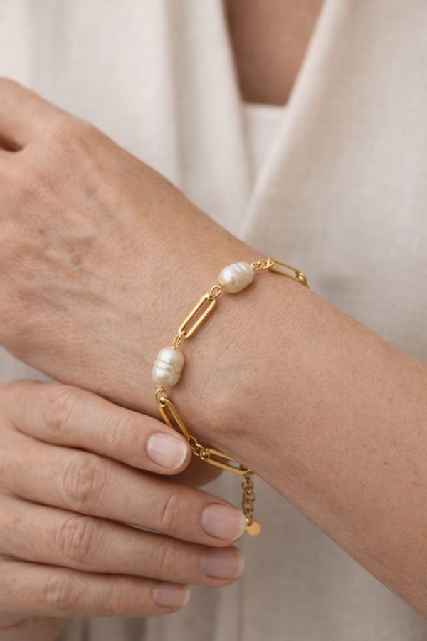 pulsera de cadena y perla odelo d