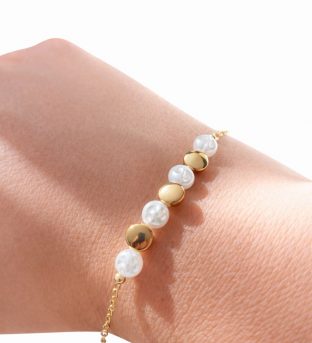 pulsera perlas planas