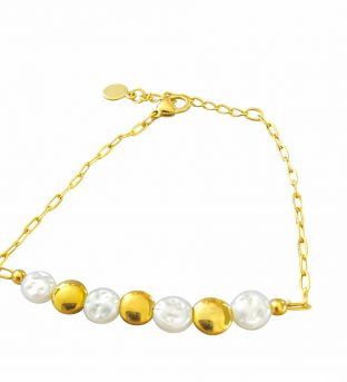 Pulsera acero perlitas planas