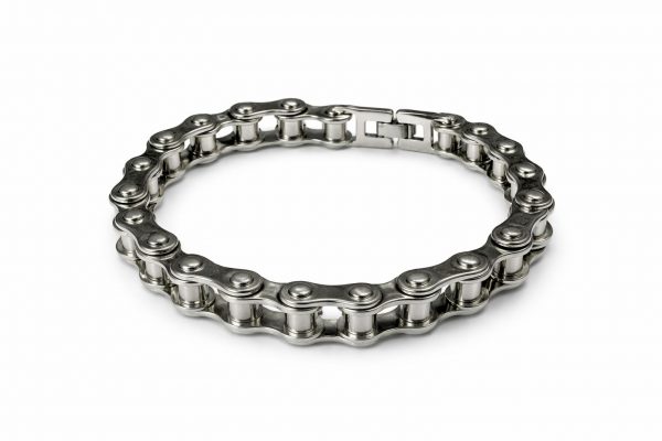 pulsera biker plateada