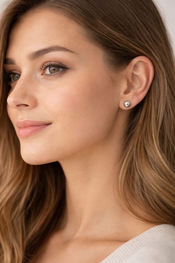 modelo pendientes bolita plata