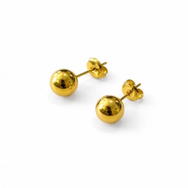 pentientes bola dorada